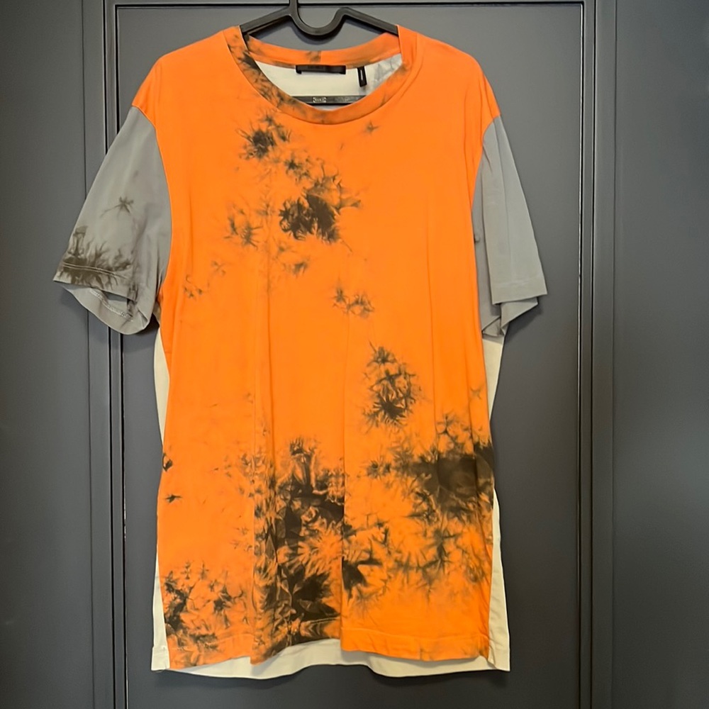 Helmet Lang Colour block tie dye shirt.